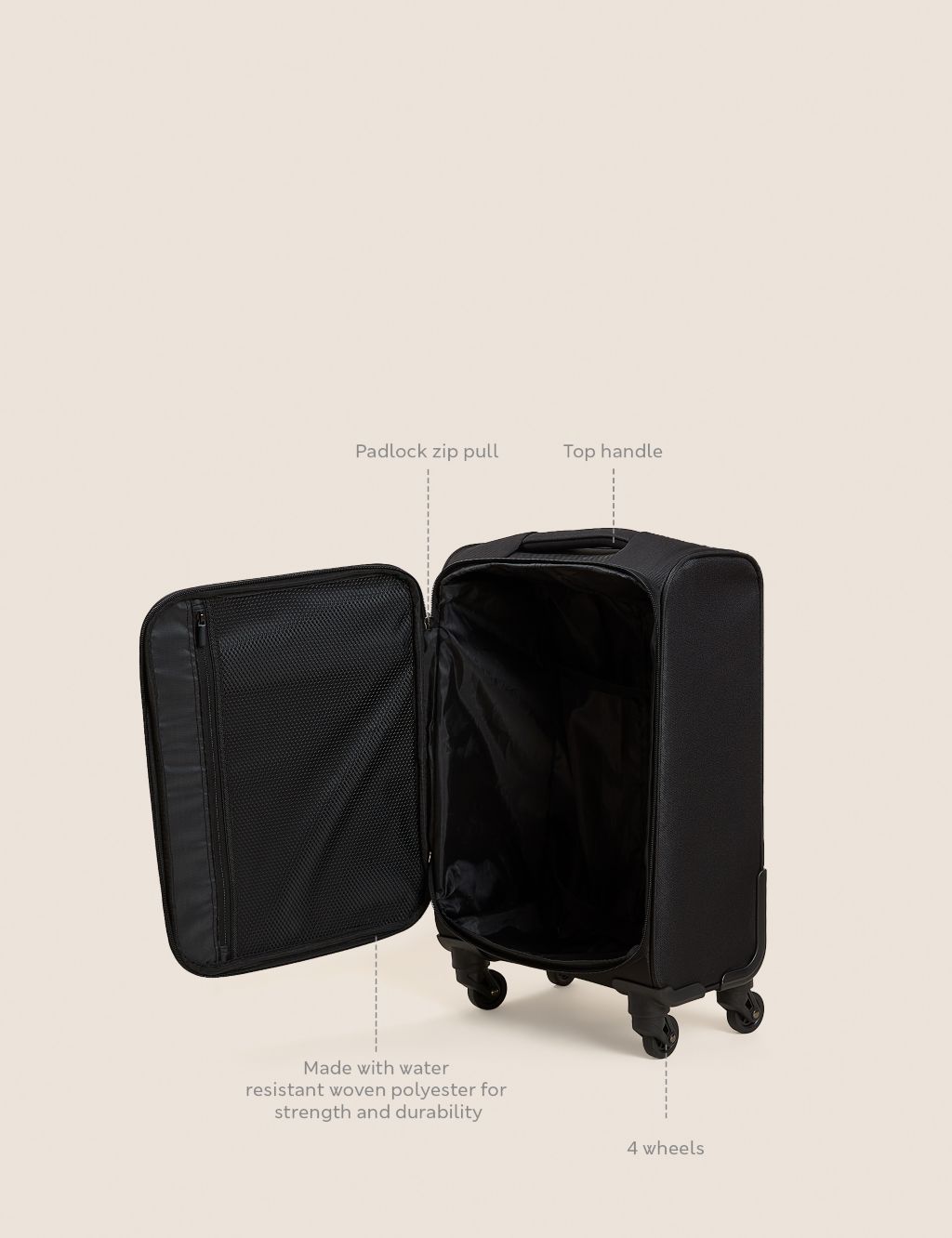 Palma 4 Wheel Soft Cabin Suitcase image 8