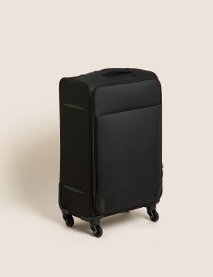 M&S Palma 4 Wheel Soft Medium Suitcase - Black, Black,Navy