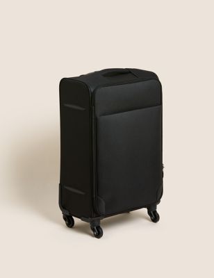 M&S Palma 4 Wheel Soft Medium Suitcase - Black, Black,Navy