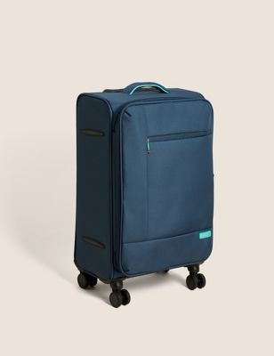 M&S Seville 4 Wheel Soft Medium Suitcase - Navy, Navy,Black