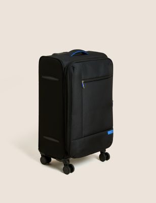 M&S Seville 4 Wheel Soft Medium Suitcase - Black, Black,Khaki