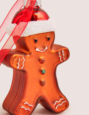 Glass Gingerbread Man Single Decoration | M&S