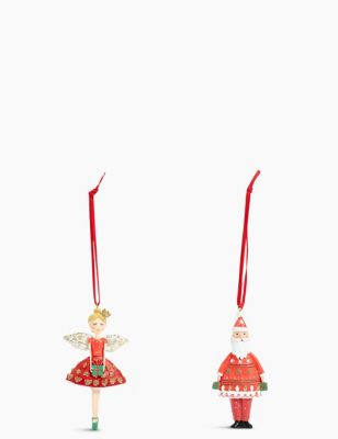 2 Pack Fairy & Santa Decorations | M&S