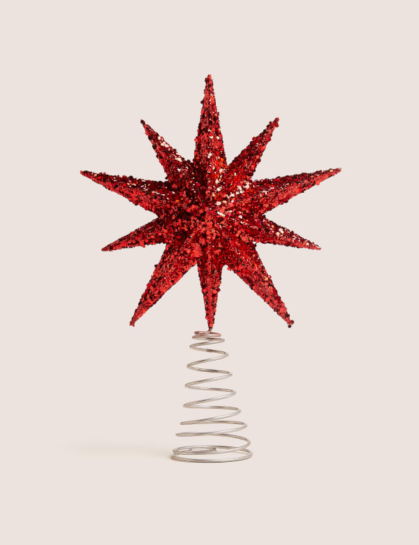 Glitter Red Star Tree Topper | M&S