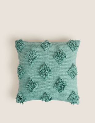 

M&S Collection Pure Cotton Diamond Tufted Cushion - Green, Green