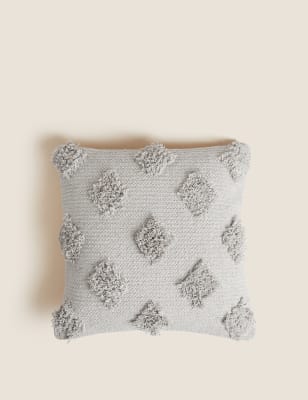 

M&S Collection Pure Cotton Diamond Tufted Cushion - Grey, Grey