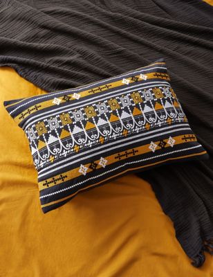 

M&S X Fired Earth Casablanca Collection Marabout Bolster Cushion - Charcoal, Charcoal