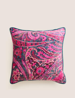 

M&S Collection Velvet Paisley Piped Cushion - Pink Mix, Pink Mix