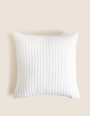 

M&S Collection Pure Cotton Waffle Cushion - White, White