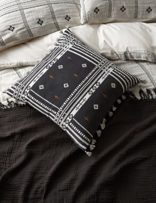 

M&S X Fired Earth Casablanca Collection Kubba Tassel Cushion - Charcoal, Charcoal