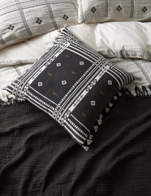 Marks And Spencer M&S X Fired Earth Casablanca Collection Kubba Tassel Cushion - Charcoal