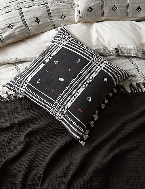 Marks And Spencer M&S X Fired Earth Casablanca Collection Kubba Tassel Cushion - Charcoal
