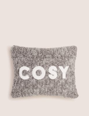 

Cosy Slogan Teddy Small Cushion - Cream, Cream