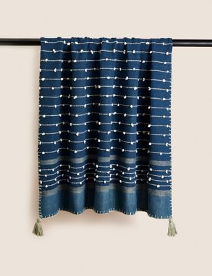 M&S X Fired Earth Casablanca Collection Belvedere Throw - Navy Mix, Navy Mix