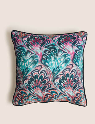 

M&S Collection Pure Cotton Velvet Fan Print Cushion - Multi, Multi