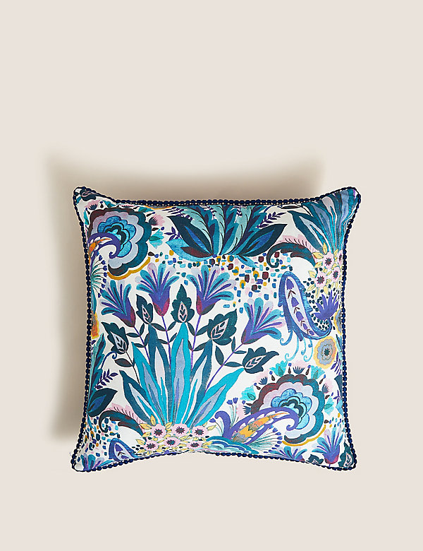 Cotton with Linen Floral Cushion - FI