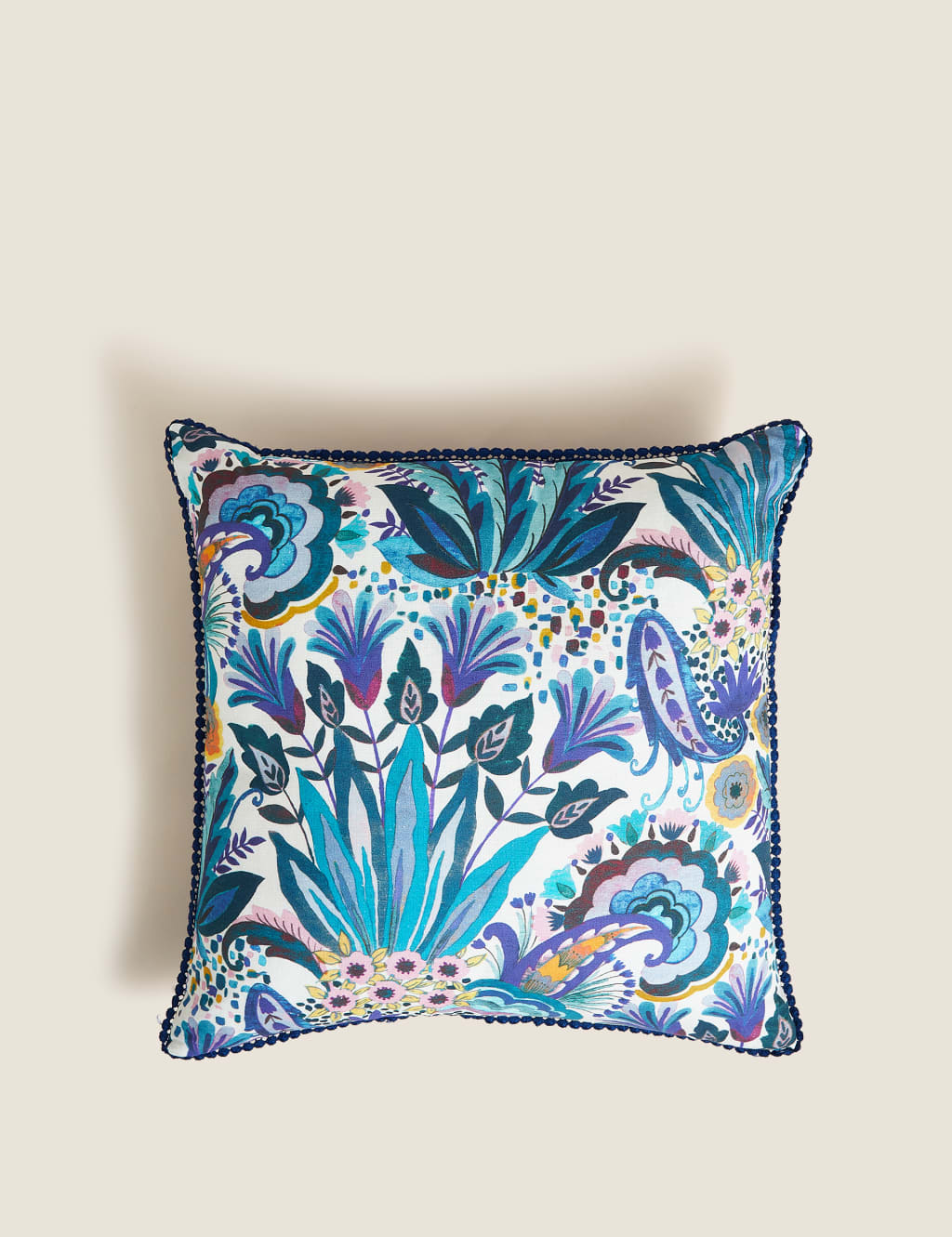 Cotton with Linen Floral Cushion