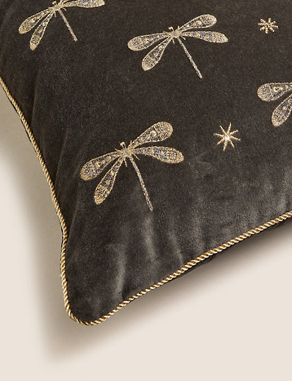Pure Cotton Velvet Embroidered Cushion