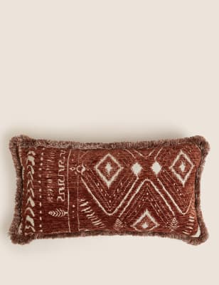 

M&S Collection Chenille Patterned Bolster Cushion - Rust Mix, Rust Mix