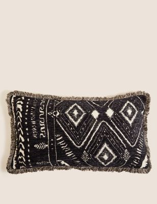 M&S Chenille Patterned Bolster Cushion - Charcoal, Charcoal