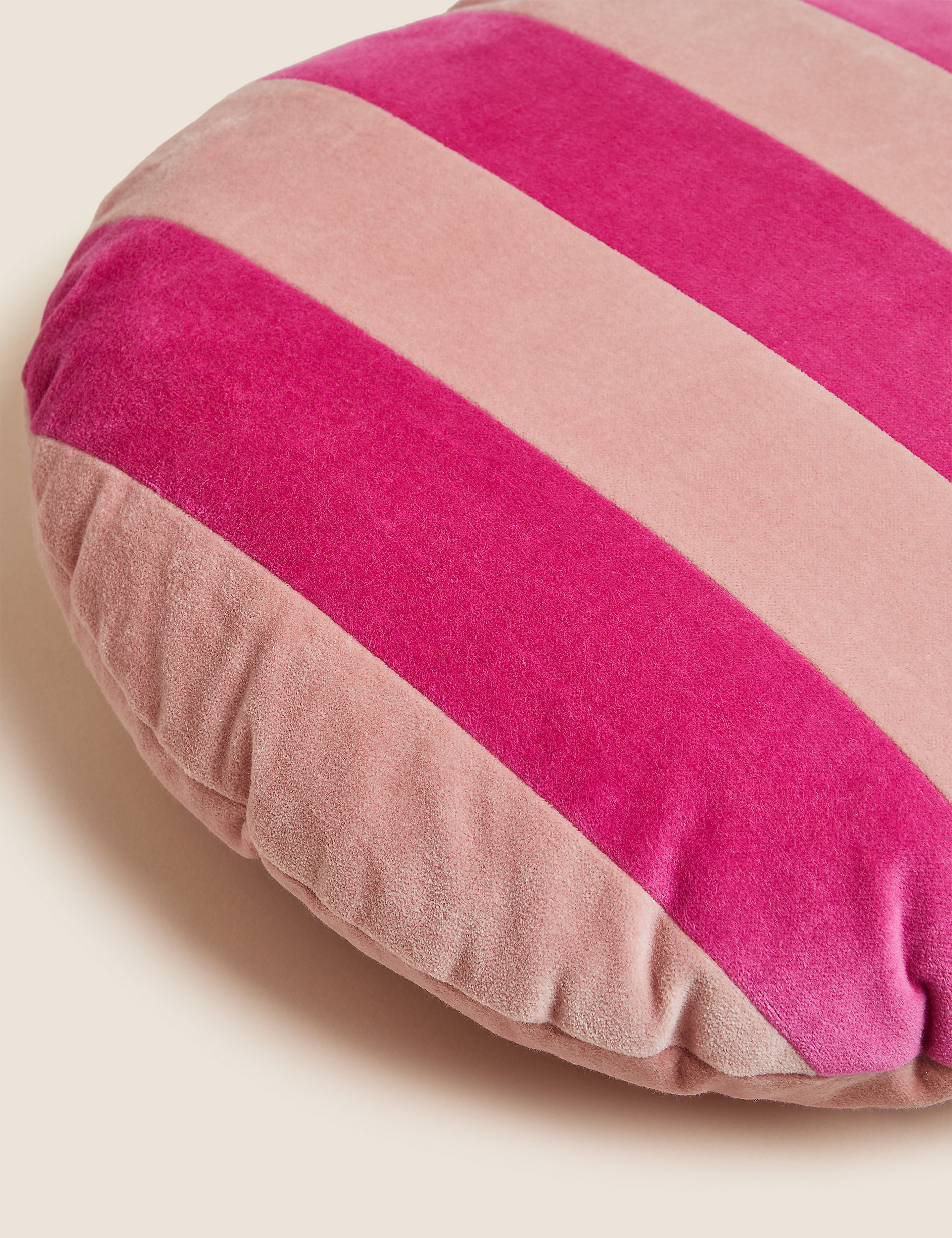 Pure Cotton Velvet Striped Round Cushion