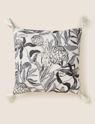 

M&S Collection Cotton Blend Protea Flower Tasselled Cushion - Ecru Mix, Ecru Mix