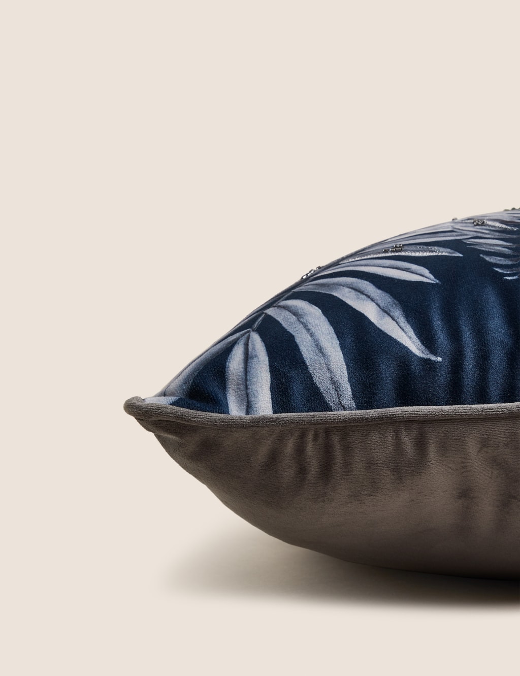 Velvet Embroidered Peacock Cushion image 2