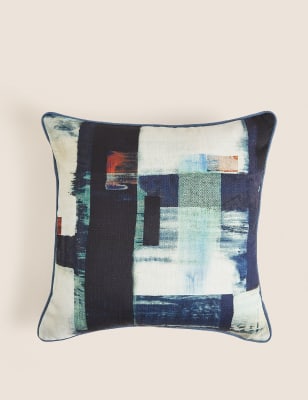 

M&S Collection Printed Jacquard Cushion - Blue Mix, Blue Mix