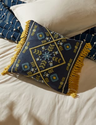 

M&S X Fired Earth Acapulco Lozano Cotton Rich Cushion - Navy Mix, Navy Mix