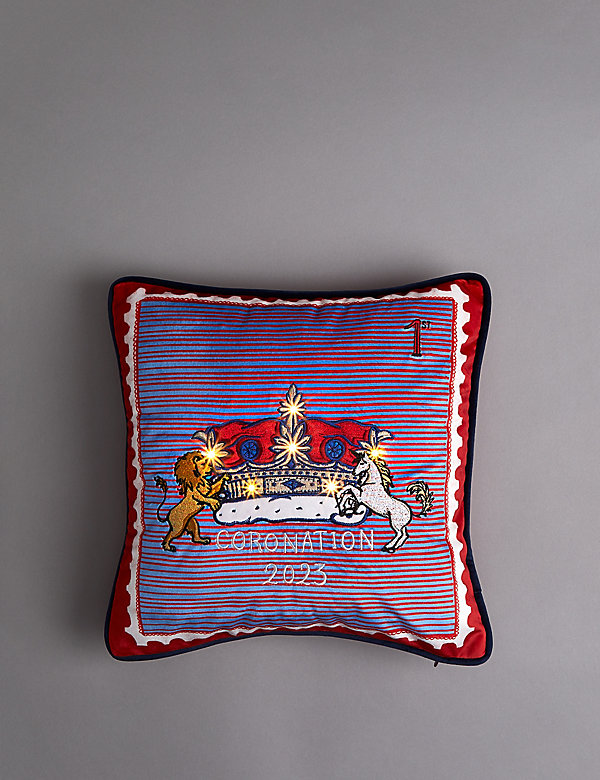 Light-Up Embroidered Crown Cushion - AT