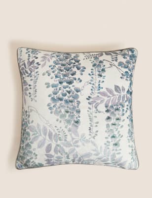 

M&S Collection Cojín de chenilla floral con adorno - Mezcla De Tonos Azules, Mezcla De Tonos Azules