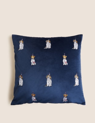 Embroidered dog sale pillow