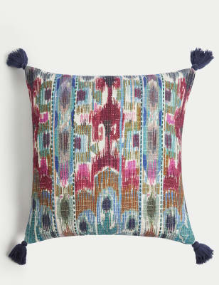 Pure Cotton Embroidered Tasseled Cushion - NZ