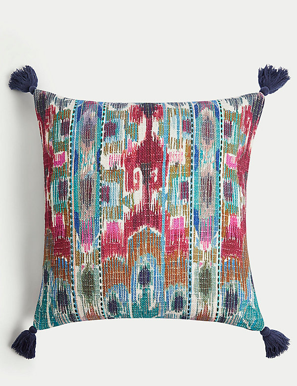 Pure Cotton Embroidered Tasseled Cushion - IT