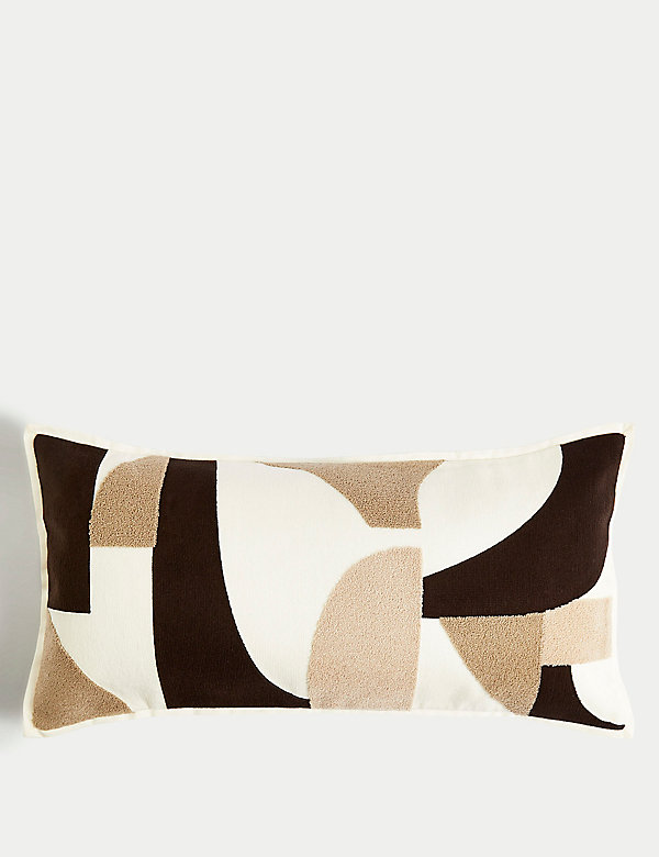 Pure Cotton Geometric Bolster Cushion - IT