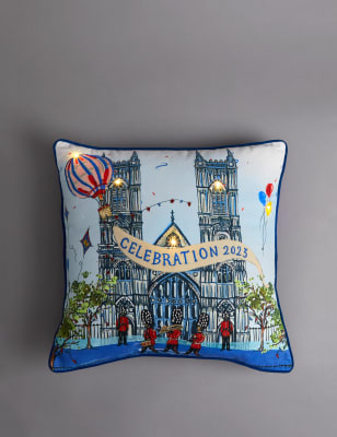 

M&S Collection Kissen aus reiner Baumwolle mit Licht „Royalty“ - Blau Melange, Blau Melange