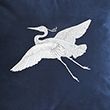 Velvet Bird Embroidered Cushion - navy