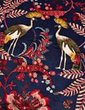 Coussin en velours à motif oiseau exotique avec ornements