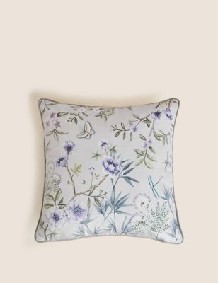 Velvet Floral Piped Cushion