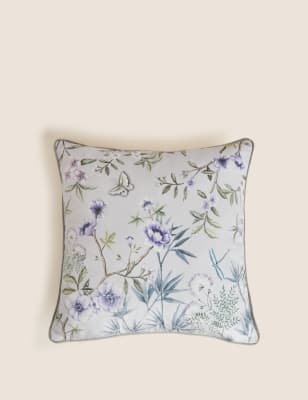 

M&S Collection Velvet Floral Piped Cushion - Grey Mix, Grey Mix