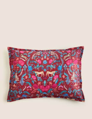 

M&S Collection Velvet Printed Bolster Cushion - Dark Pink, Dark Pink