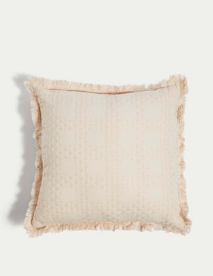 

M&S Collection Pure Cotton Checked Textured Cushion - Neutral, Neutral