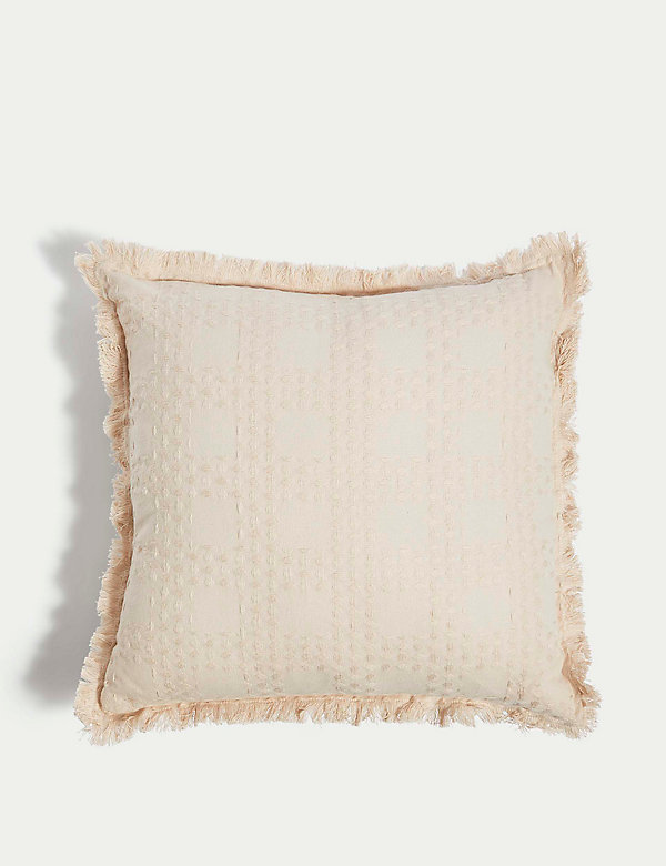 Pure Cotton Checked Textured Cushion - JE