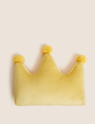 

M&S Collection Velvet Crown Cushion - Gold, Gold