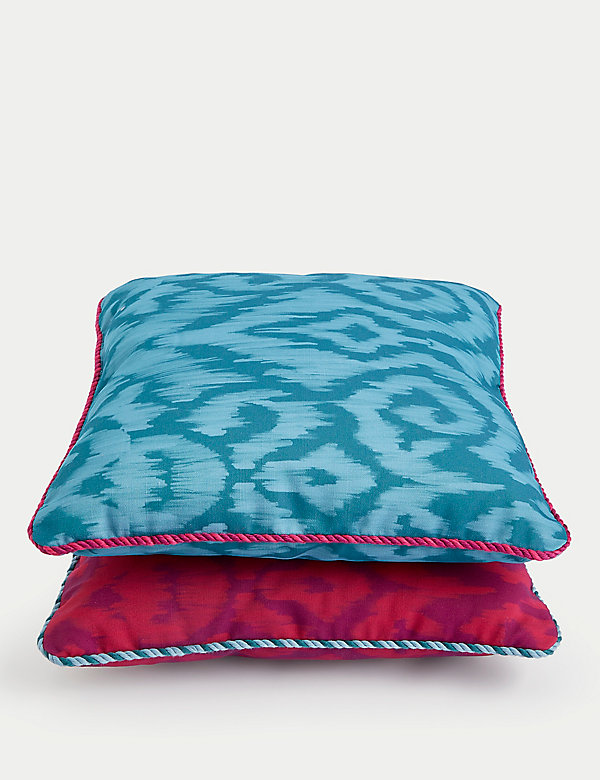 Set of 2 Ikat Print Outdoor Cushions - NZ