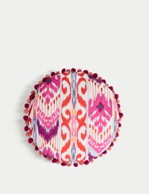 

M&S Collection Ikat Pom Pom Outdoor Cushion - Pink Mix, Pink Mix
