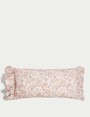 Cotton with Linen Floral Bolster Cushion - NZ