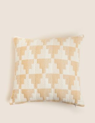 

M&S Collection Pure Cotton Geometric Jacquard Matelassé Cushion - Ochre, Ochre
