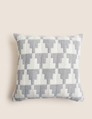 

M&S Collection Pure Cotton Geometric Jacquard Matelassé Cushion - Dark Grey Mix, Dark Grey Mix