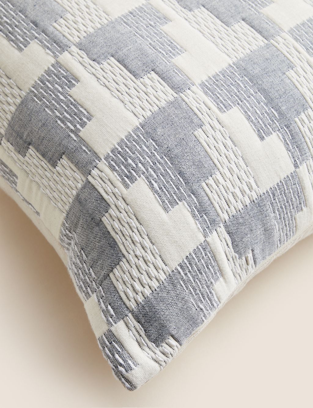 Pure Cotton Geometric Jacquard Matelassé Cushion image 3